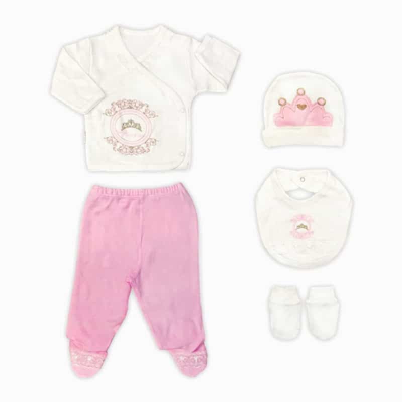 Sema Baby Prenses Lüks 5 Parça Hastane Çıkışı Zıbın Seti