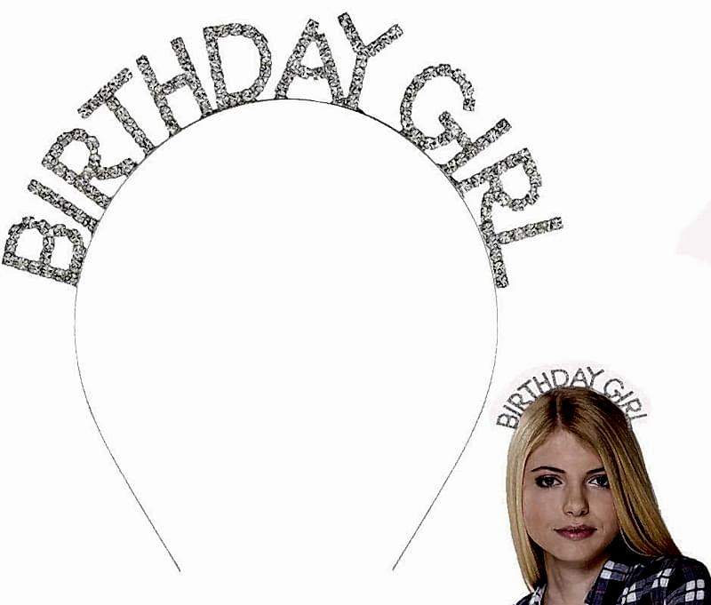 Gümüş Kristal Taşlı Birthday Girl Doğum Günü Tacı İthal Ürün A Kalite 17x16 cm