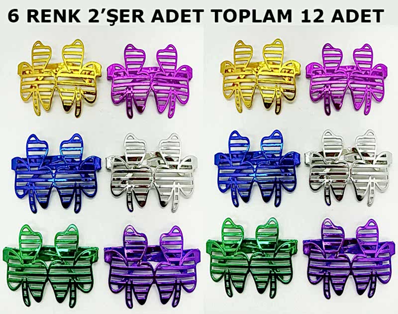 Vegas Casino Kupa Sinek Temalı Parti Gözlüğü 6 Renk 12 Adet